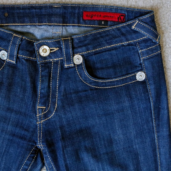 Vigoss Warm Embroidered Pocket Flare Jeans Size 5 - Picture 3 of 8